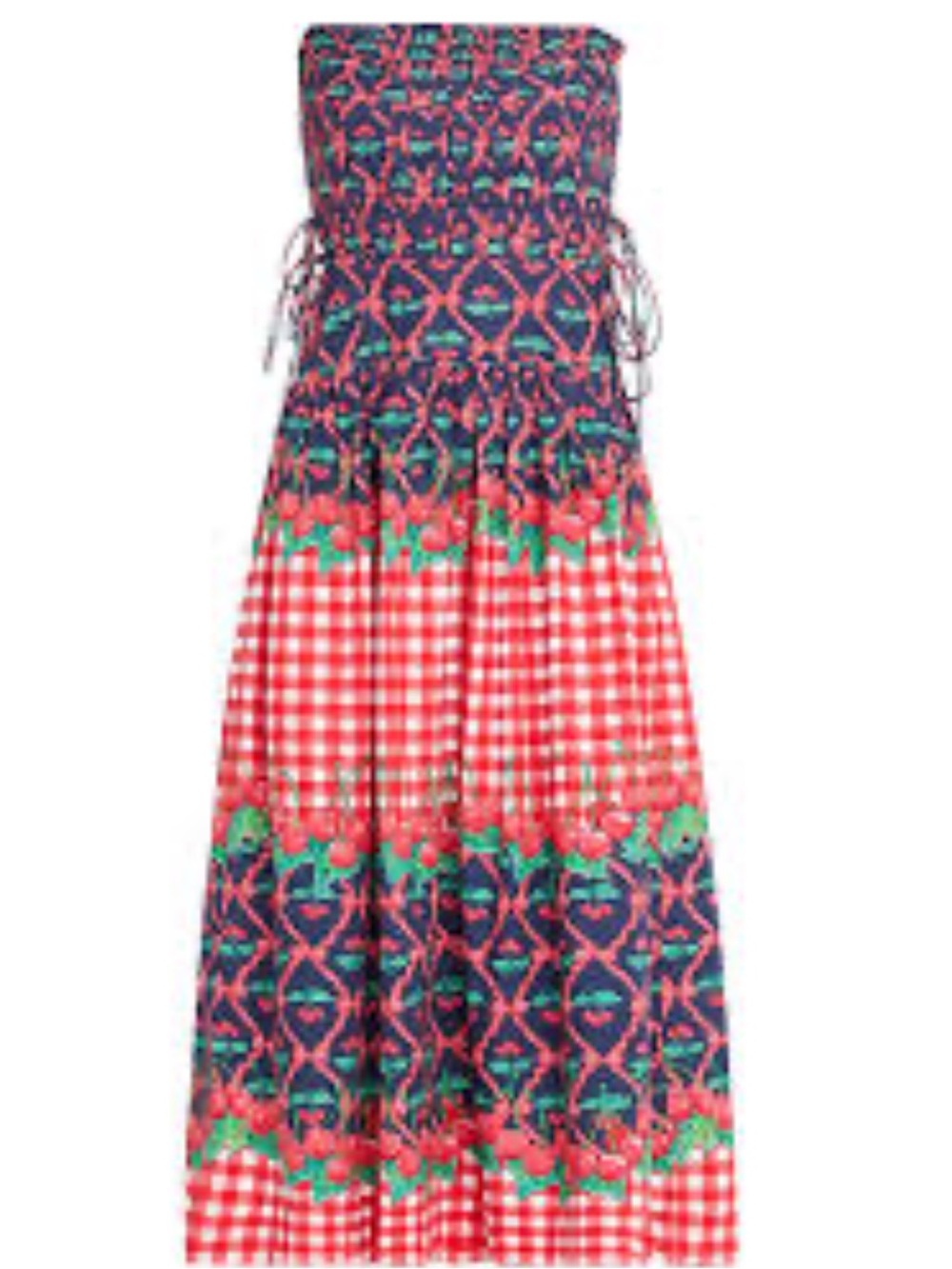 Damson Madder Cherry Print Strapless Midi Dress NWT UK 10 US 6
